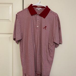 Crimson/White striped Alabama Peter Millar polo